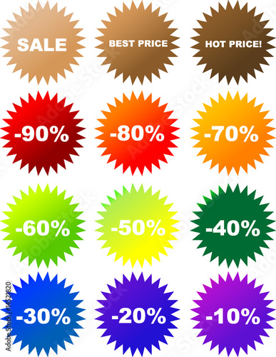 Set of colorful vector sale stickers and labels