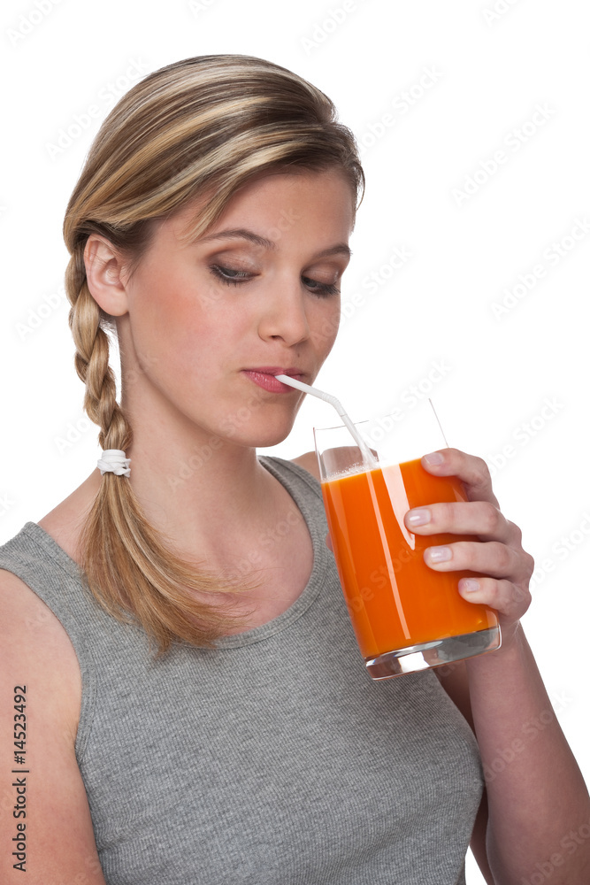 Healthy lifestyle series - Woman with carrot juice Healthy lifestyle series - Woman with carrot juice