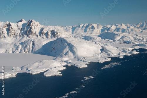 Greenland, ice floe and mountains