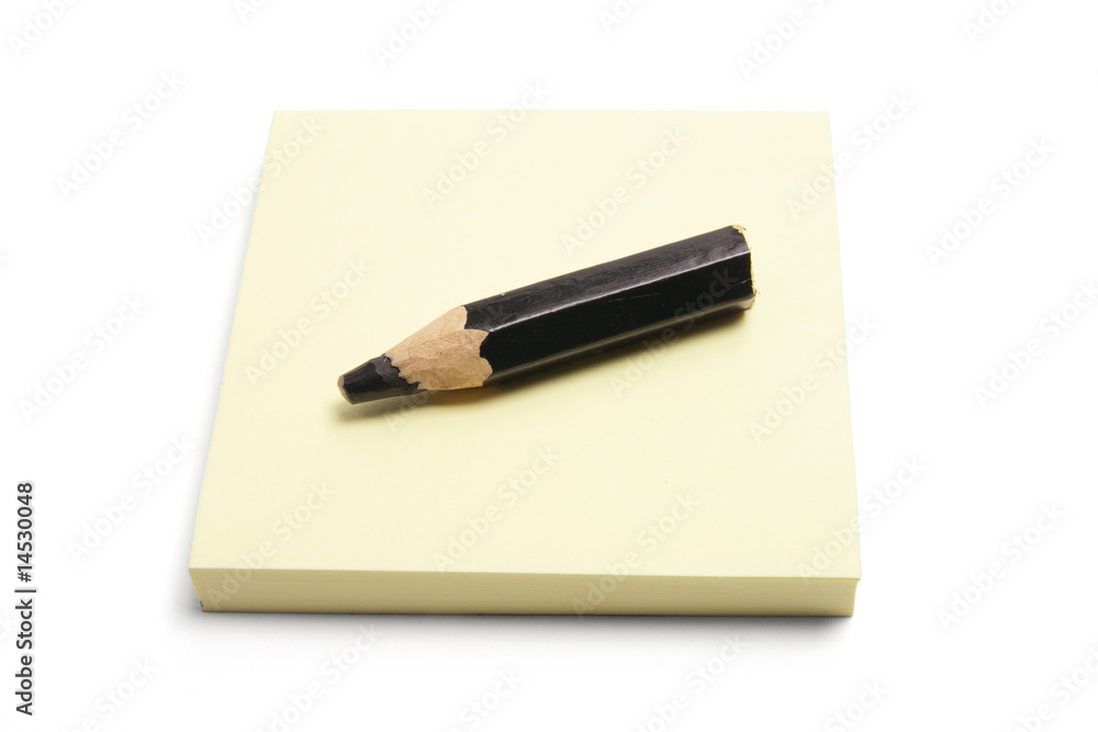 Black Pencil on Post It Note Pad Black Pencil on Post It Note Pad