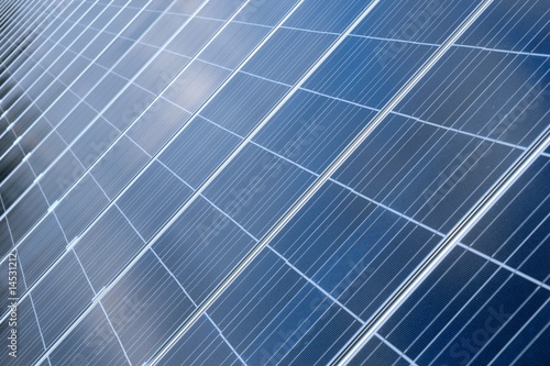 Photovoltaic cells in a solar panel - perspective view