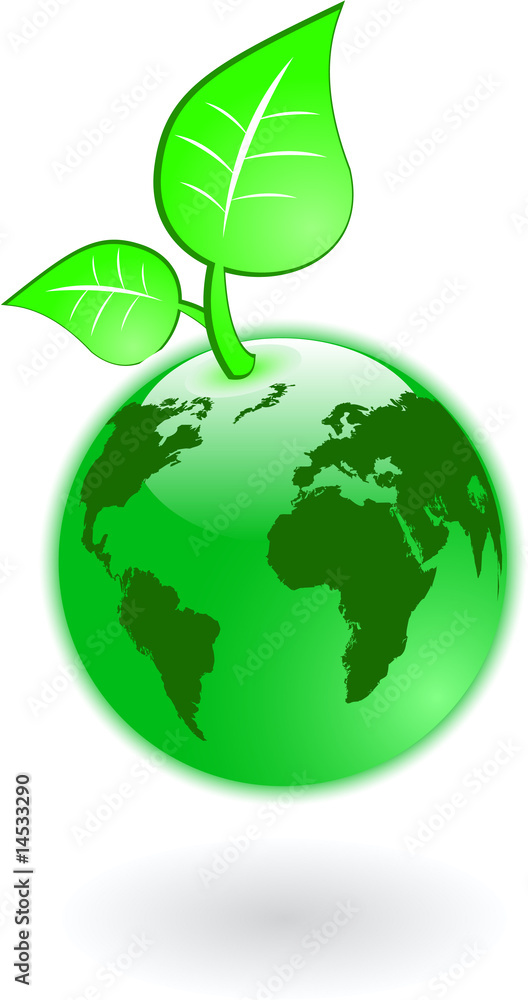 the vector green world map and globe the vector green world map and globe