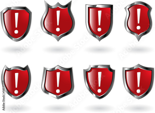 Free Download the set vector red shield with exclamation mark - GFXLoad