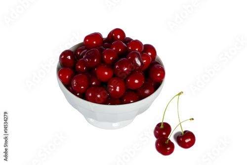 red cherries isolated on white