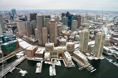 Boston after snow from air photo
