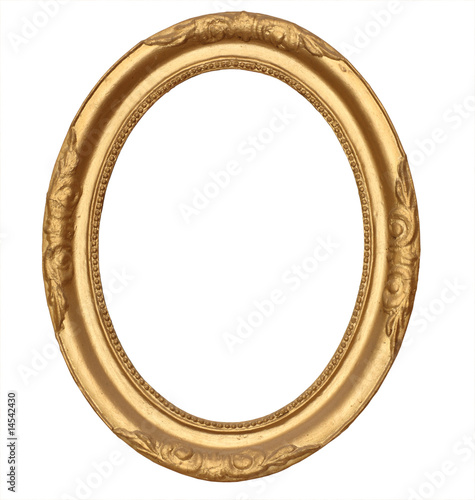 gold antique round frame with clipping path