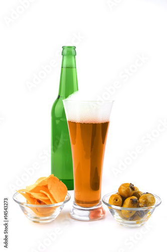 beer glass and bottle