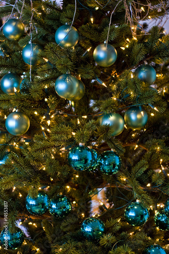 Blue Balls on Christmas tree
