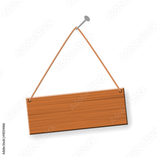 holzschild mit nagel an der wand
