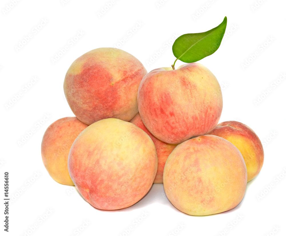 Pile of peaches isolated on white background Pile of peaches isolated on white background
