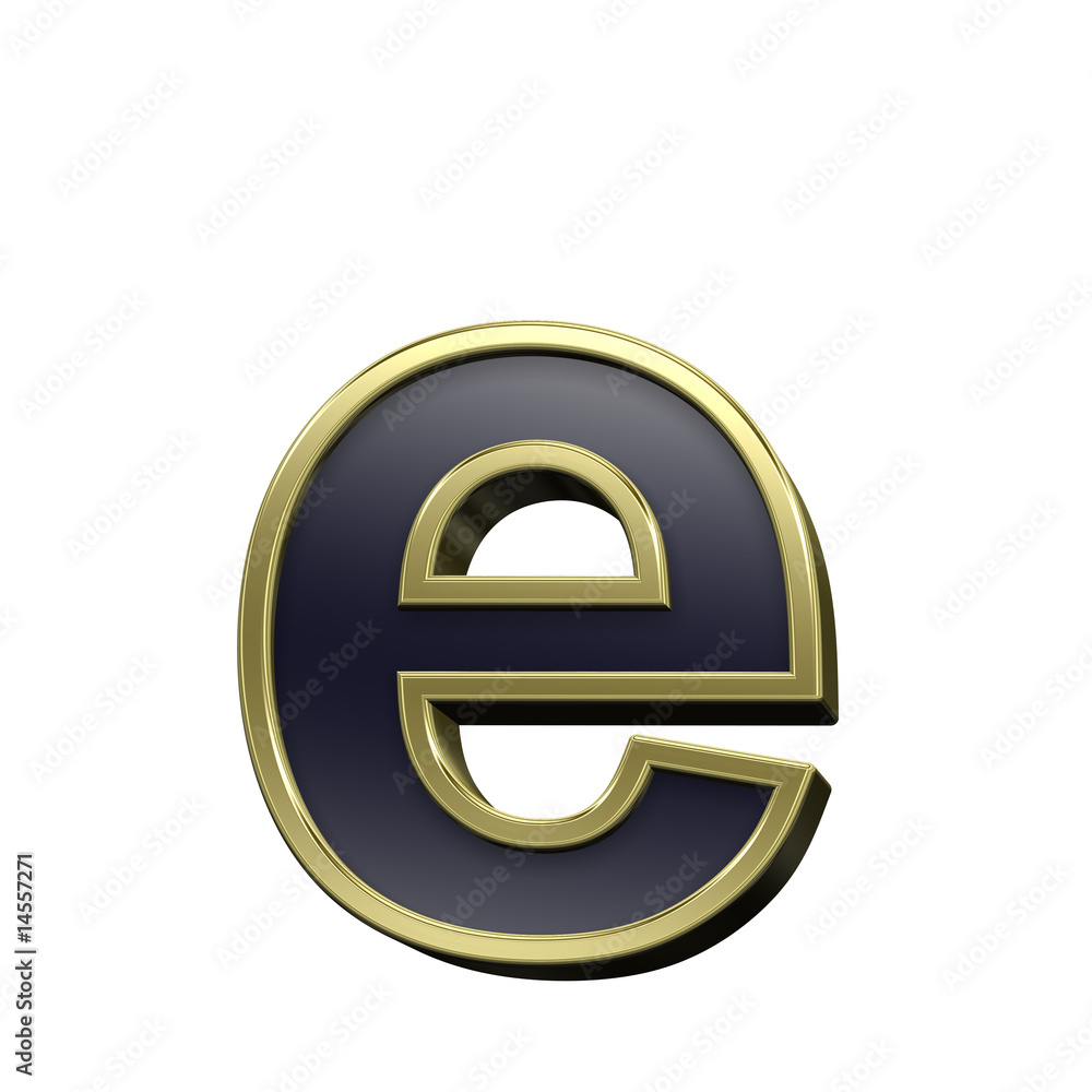 One lower case letter from black with gold frame alphabet set One lower case letter from black with gold frame alphabet set