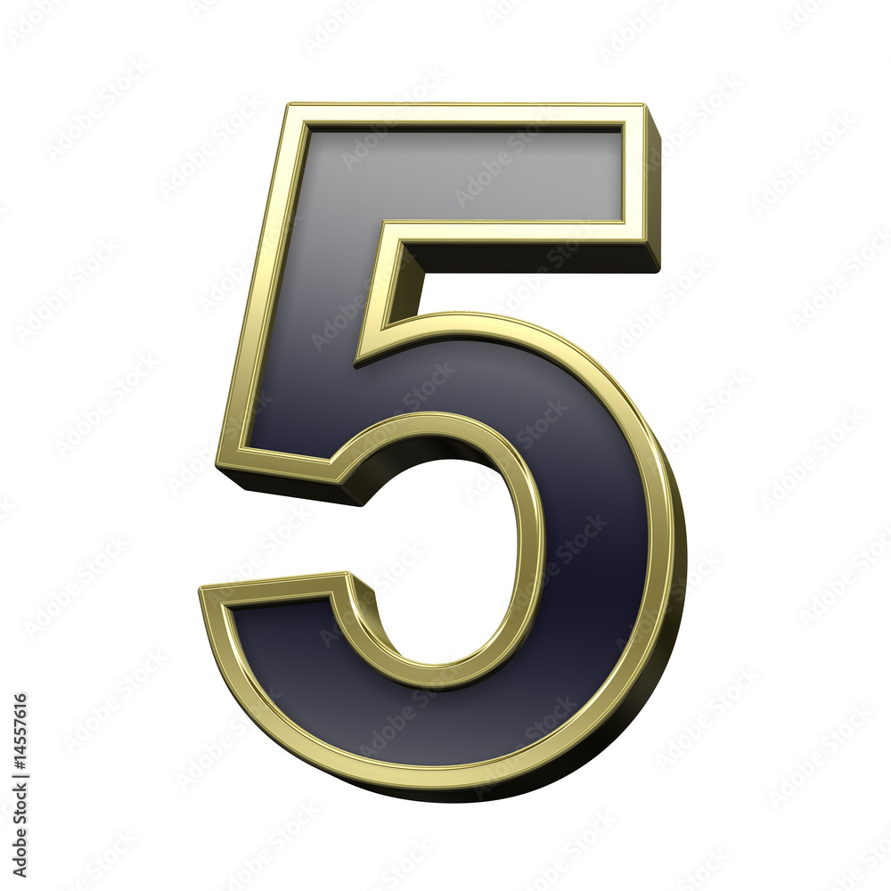 One digit from black with gold shiny frame alphabet set One digit from black with gold shiny frame alphabet set