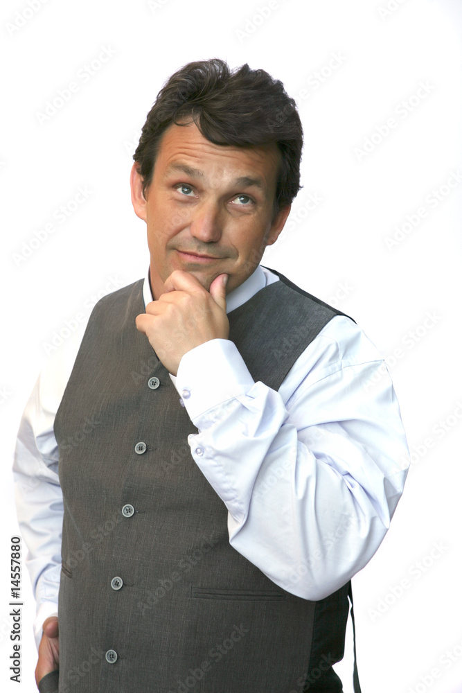 man in jacket make think