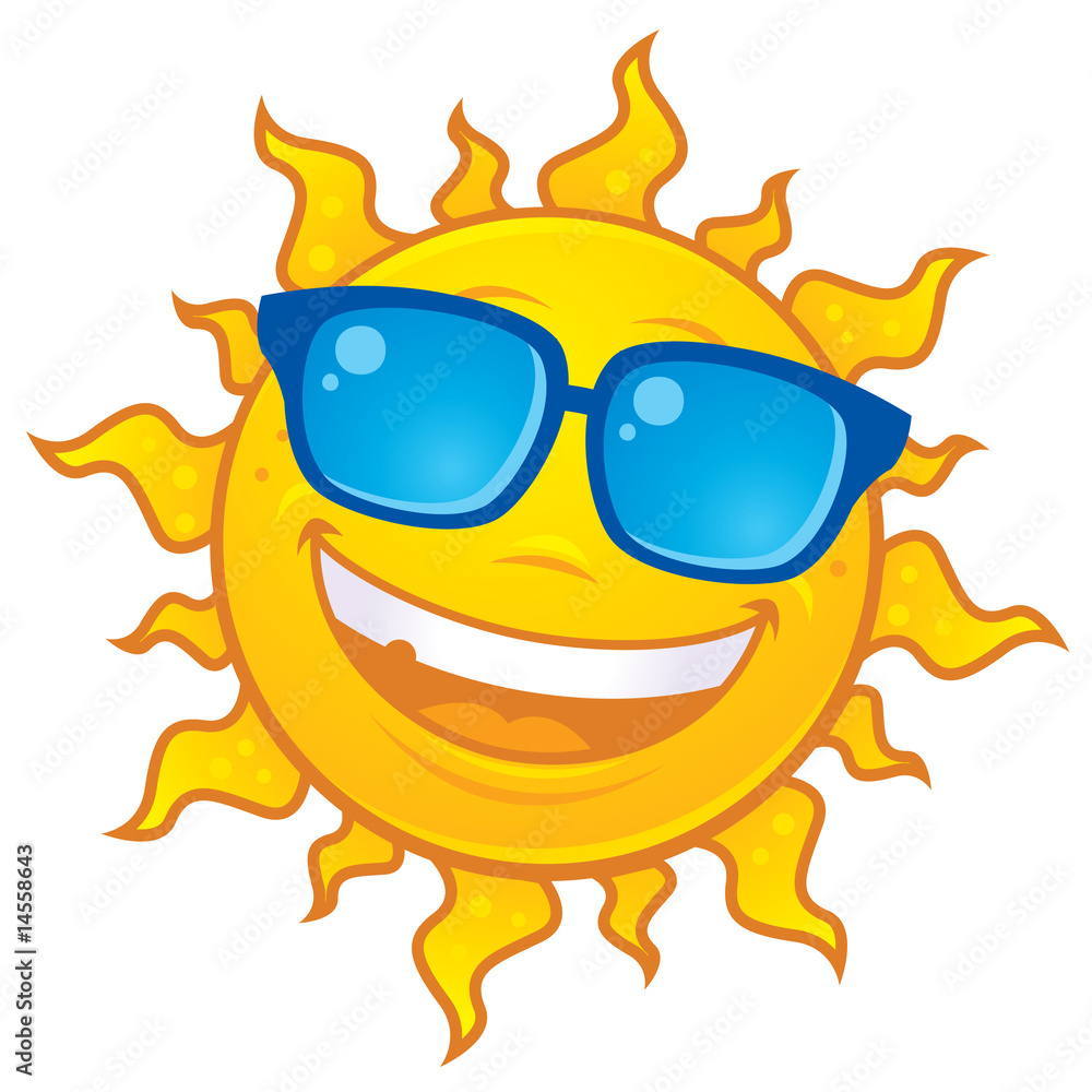 Naklejka premium Sun Wearing Sunglasses
