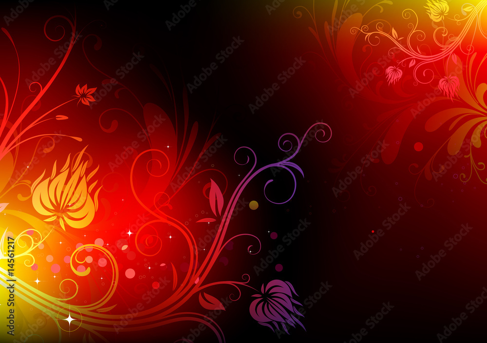 futuristic background made of shiny red floral elements futuristic background made of shiny red floral elements
