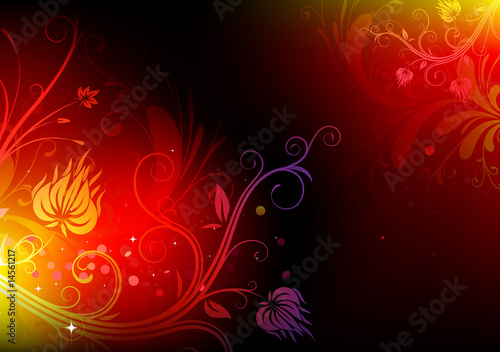 futuristic background made of shiny red floral elements