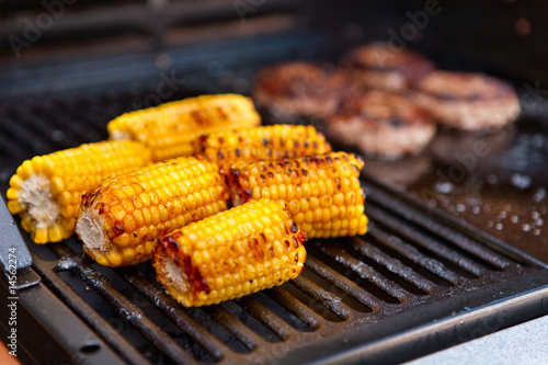 Sweetcorn cooking on a barbecue