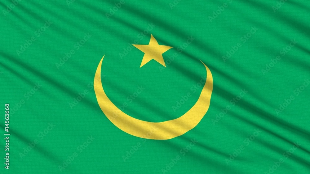 Mauritanian Flag, with real structure of a fabric Mauritanian Flag, with real structure of a fabric