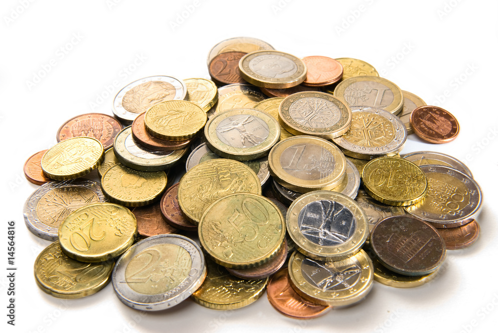 Heap of euro coins isolated on white background Heap of euro coins isolated on white background
