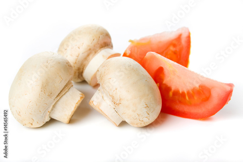 White button (champignon) mushrooms isolated on white