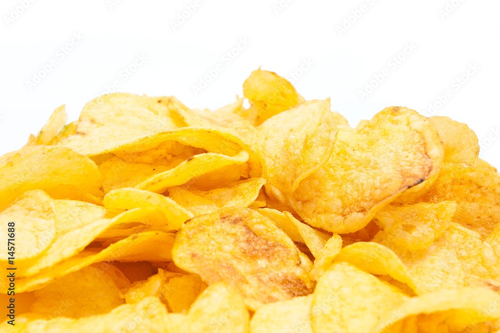 Potato chips isolated on white Potato chips isolated on white
