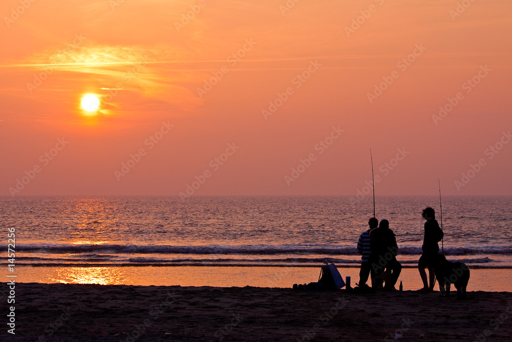 Vissers op het strand van Texel