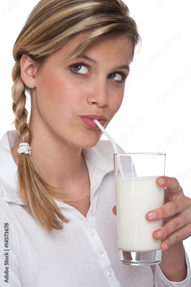 Healthy lifestyle series - Woman drinking milk Healthy lifestyle series - Woman drinking milk