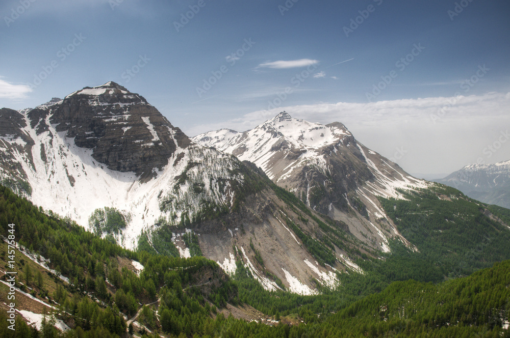 Two snowy peaks in Alps