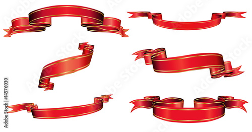 red blanked bows, ribbons and banners