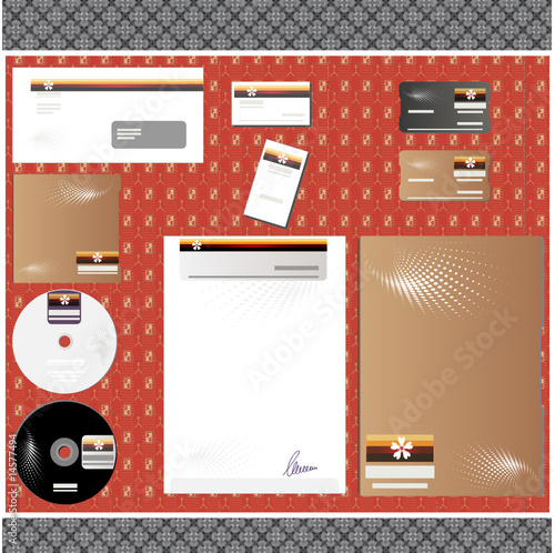 Editable Identity template: cd, note, envelope, business card