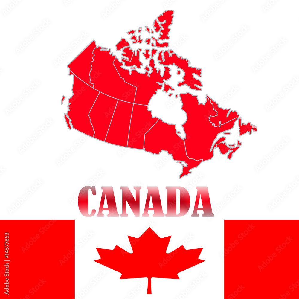 CANADA MAP AND FLAG CANADA MAP AND FLAG
