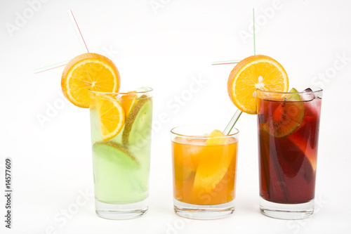 Alcoholic cocktails, studio photographing, on white background