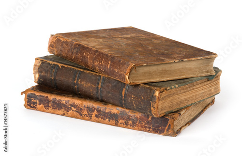 Stack of old Books Isolated on a White Background