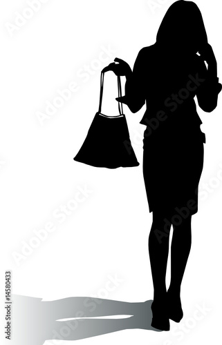 silhouette woman with fashion handbag