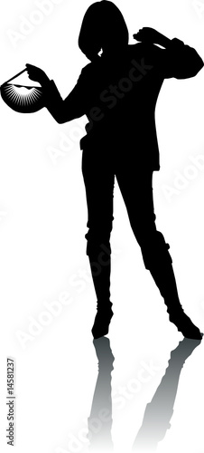 silhouette woman with elegance handbag