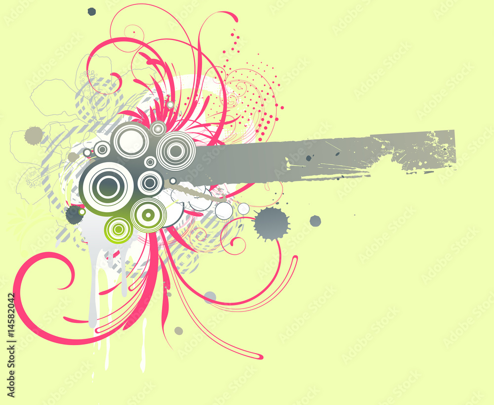 Vector illustration of Grunge Floral Decorative frame