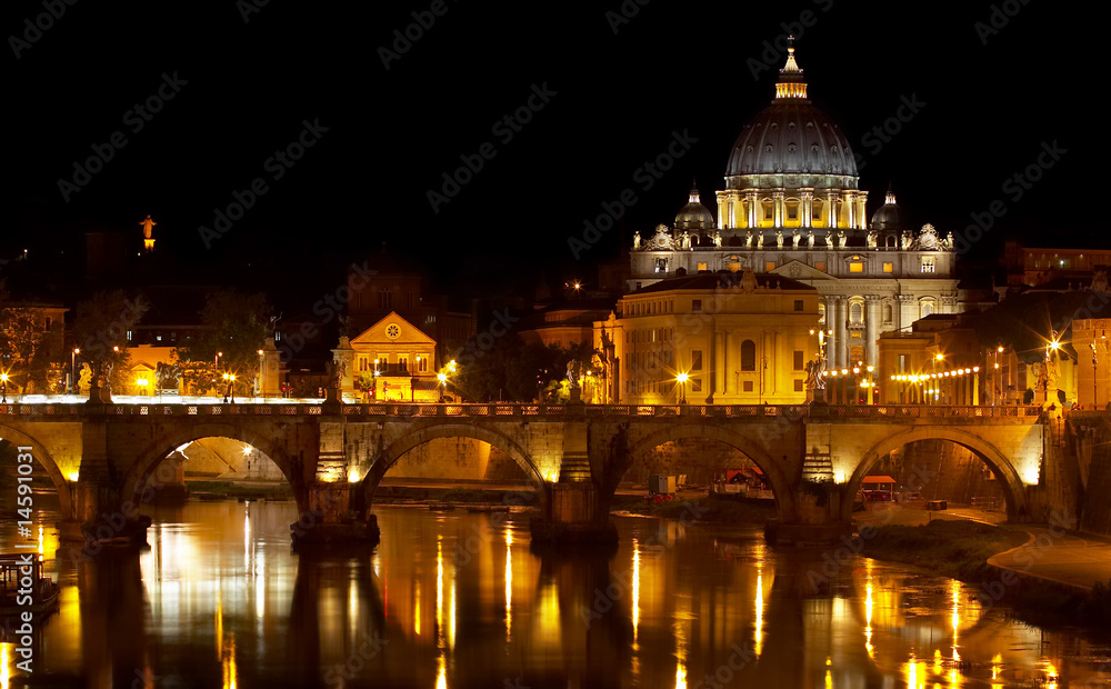 st. peter's basilica at night