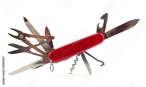 Swiss knife isolated on white background