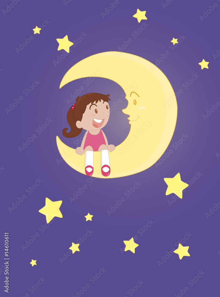 Girl sitting on a moon Girl sitting on a moon