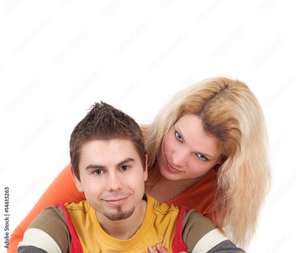 Portrait of young couple, studio shot Portrait of young couple, studio shot