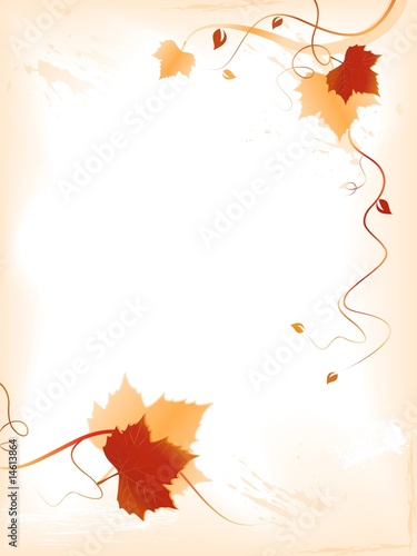 Abstract light background with red orange foliage and swirls