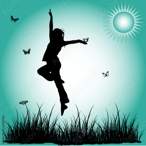 silhouette jump girl