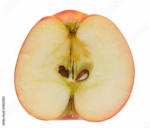 Macro of ripe red apple cross-section