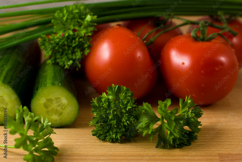Vegetables and herbs for salad Vegetables and herbs for salad
