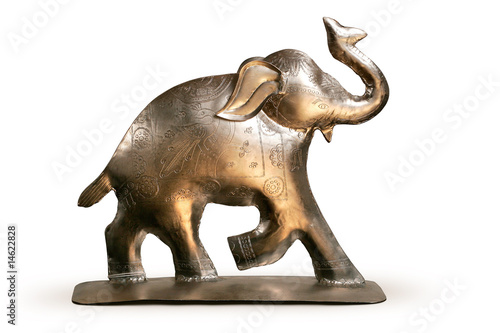 A metal figure of elephant.