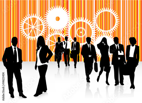 Illustration of business people and abstract