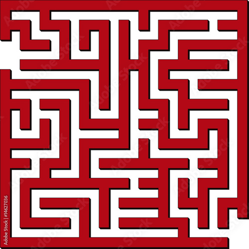 Vector illustration of Simple red maze