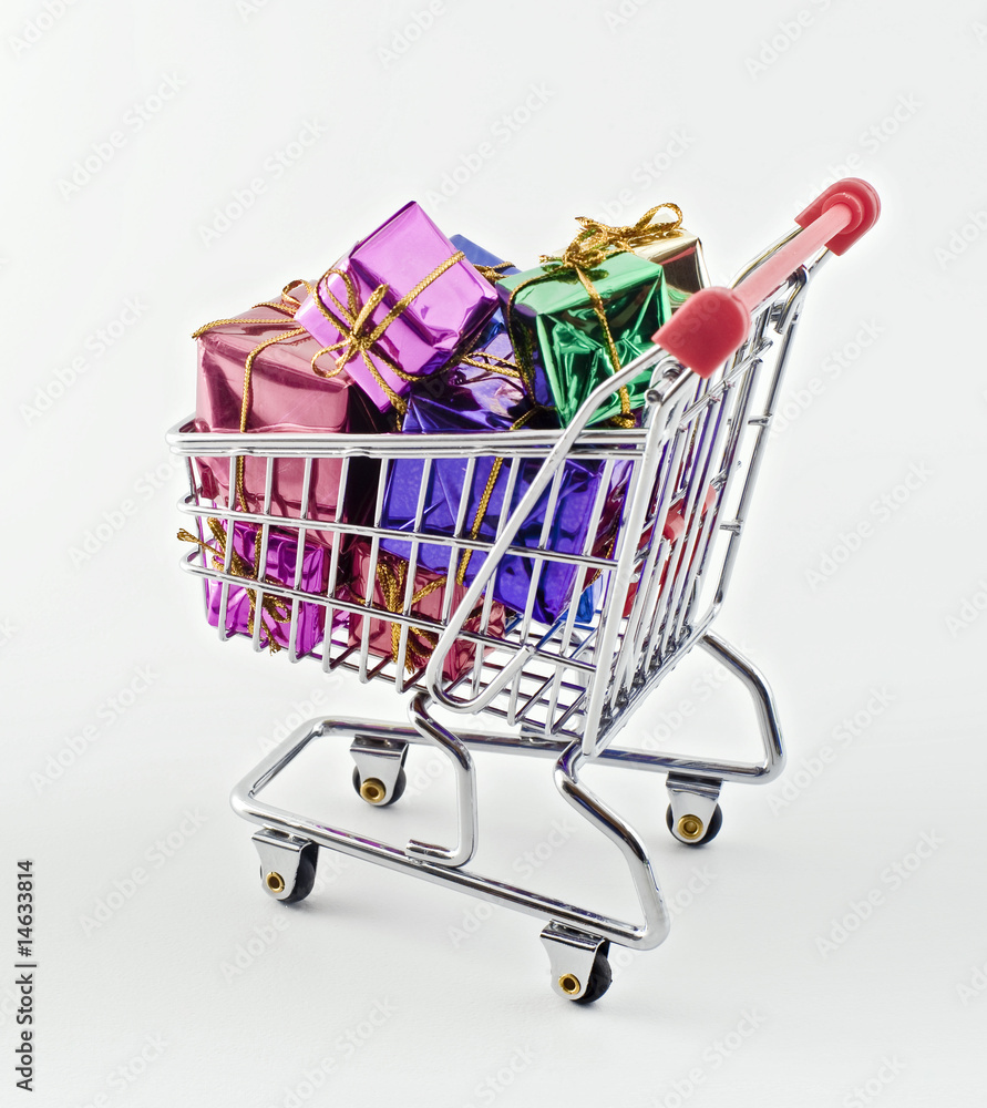 shopping cart with presents shopping cart with presents