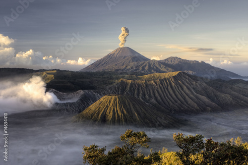Mount Bromo volcano after eruption, Java, Indonesia #14634410