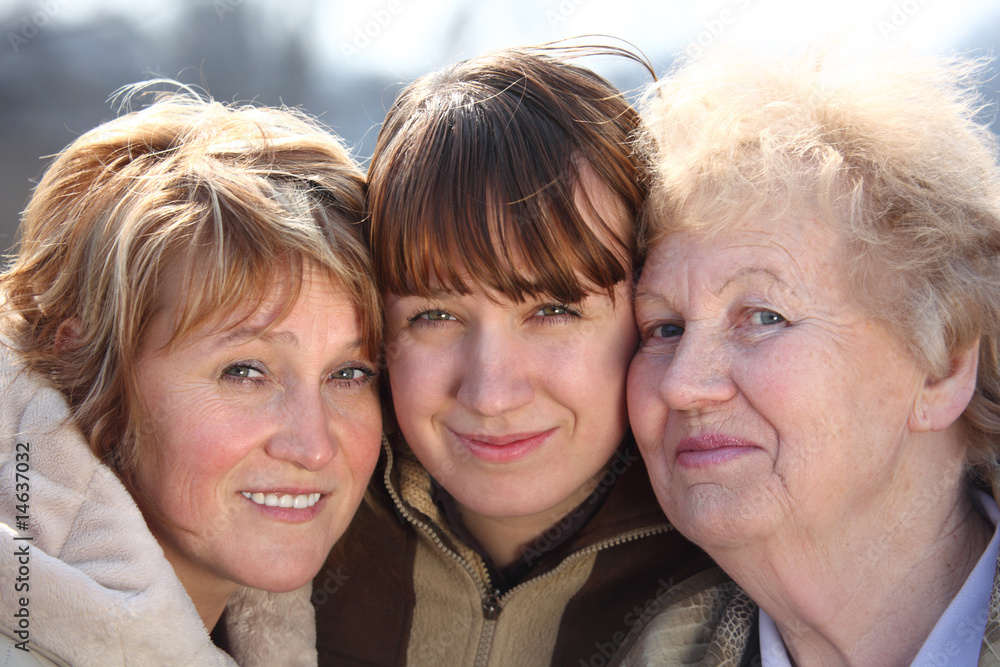 Portrait of women of three generations of one family Portrait of women of three generations of one family
